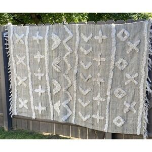 Anthropologie 5x 7 Tufted Minna Rug Beige‎ Geometric Pattern